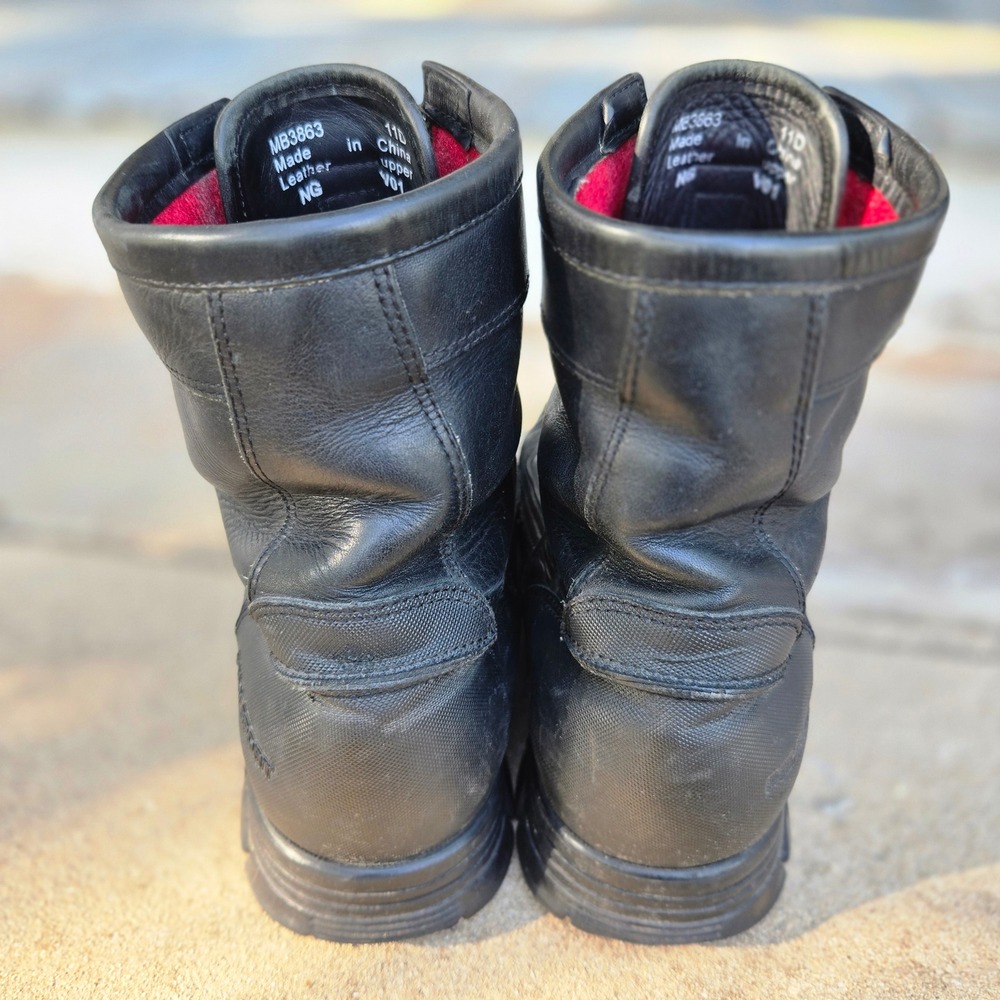 VTG Polo Sport Ralph Lauren Boots Black Mens 11 Double Zip Leather Duck Boot 12 - Picture 8 of 16